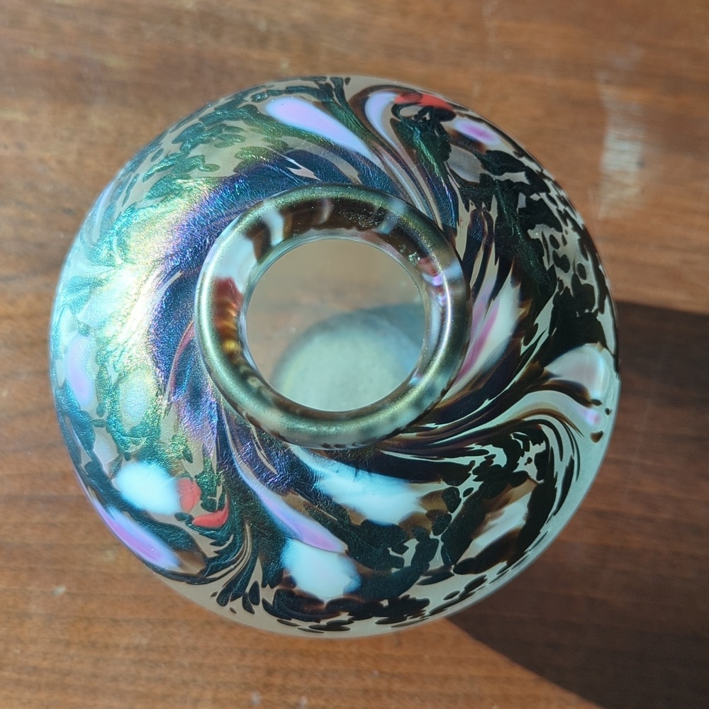Hand Blown Iridescent Glass Vase - Picture 5 of 10